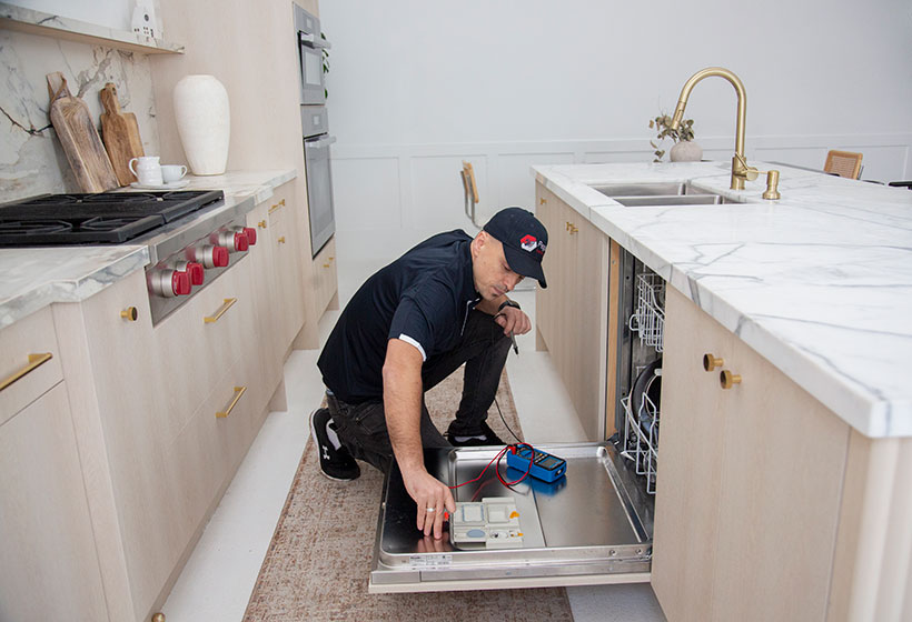 Pegasus Appliance Repair technician performing expert dishwasher repair at a customer’s home