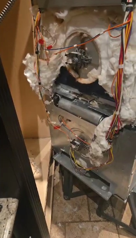 Frigidaire built-in double oven removed from cabinet - back panel dissasembled