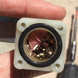 Dishwasher inlet valve clogged by mineral buildup