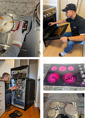 Electric stove and cooktops burners and oven heating issues during repair