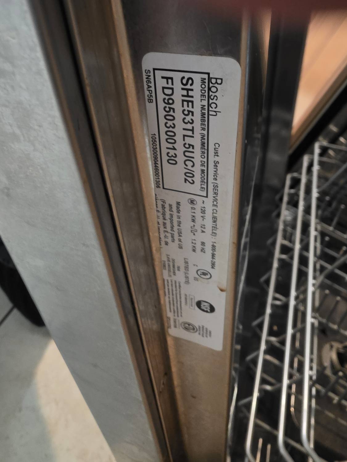 Bosch dishwasher model number identification
