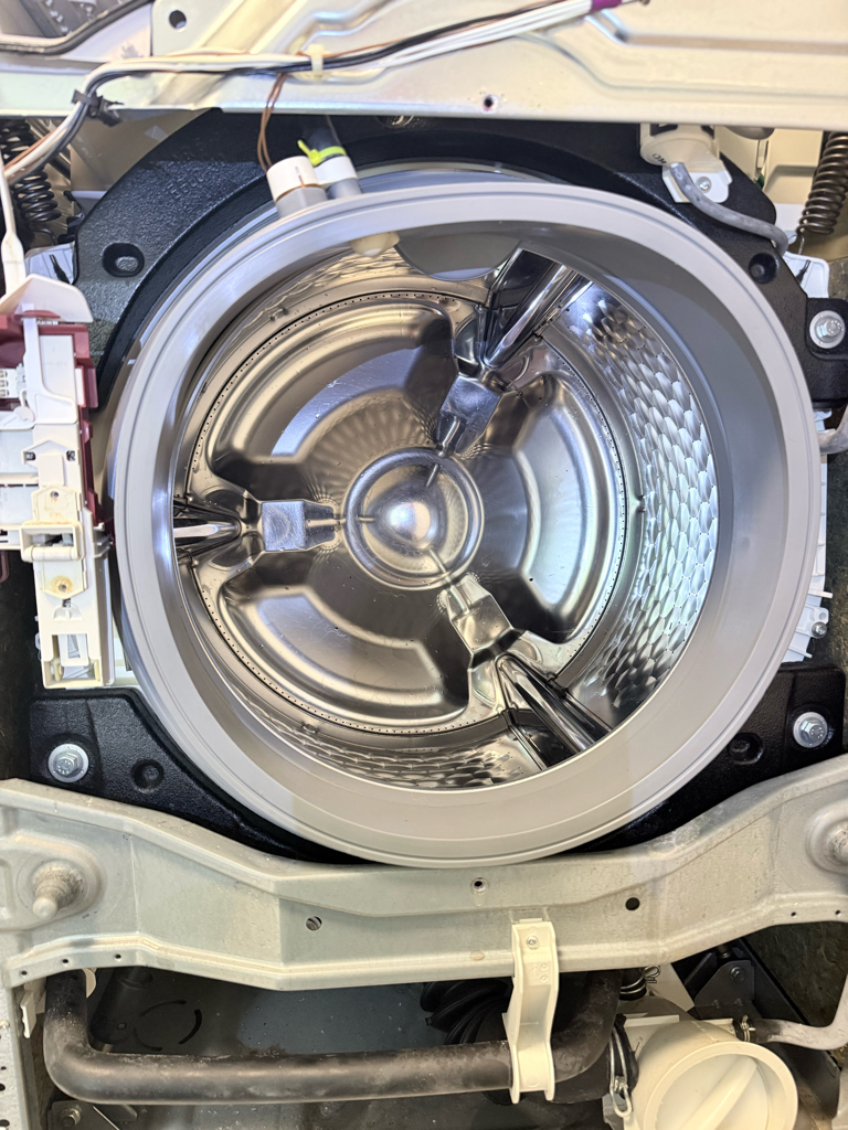 Miele washing machine disassembled for door gasket replacement